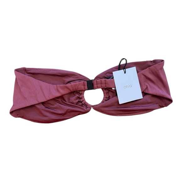 ONIA Luna Bandeau Bikini Top Solid Ribbed Maroon NWT - Picture 3 of 4